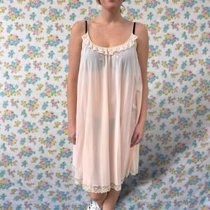Vintage pale pink 60s midi slip dress size small Claire Sandra  by lucie Ann